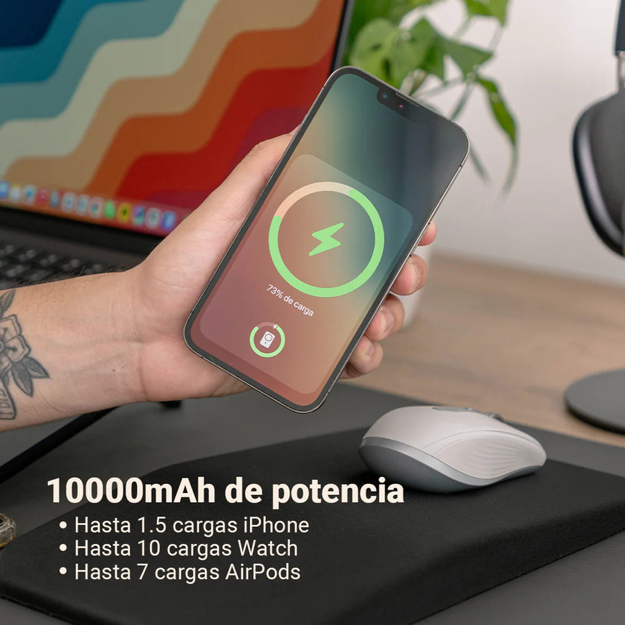 Powerbank magnético de 10 000 mAh con carga rápida
